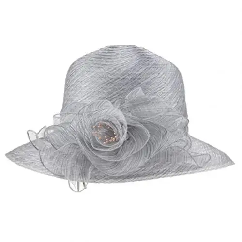 Light Gray Винтажное Цветочное платье из органзы с широкими полями для женщин в стиле Кентукки, Дерби, церковное платье, Солнцезащитная шляпа, кепка - Цвет: Light Gray