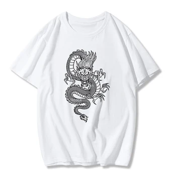 

Chinese dragon t-shirt female ulzzang Harajuku T-shirt streetwear top retro printing T-shirt summer new casual women's clothing
