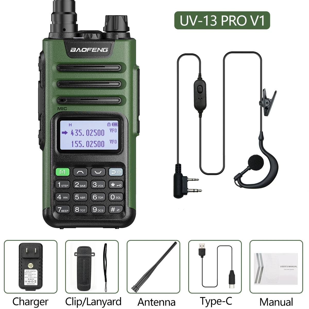 2022 Baofeng UV-13 PRO Walkie Talkie 10W 8800mAh Type-C USB Dual Band Transceiver Ham Radio UV-10R 13PRO Amateur CB Radio UV-5R walkie talkie 10 km Walkie Talkie