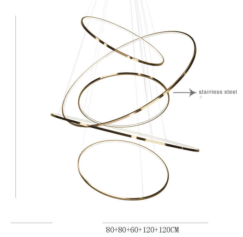Роскошный люстра из нержавеющей стали, светильник ing для холла, дизайнерская Минималистичная Люстра для виллы, лестницы, Круглый круглый подвесной светильник