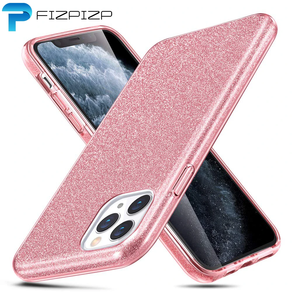 

3 Layer Cute Glitter Hard Cover For iPhone 11 Pro Max X XS Max XR 6.1 5.8 6.5 inch Fashion Shining Bling Case Shell Phone Cases