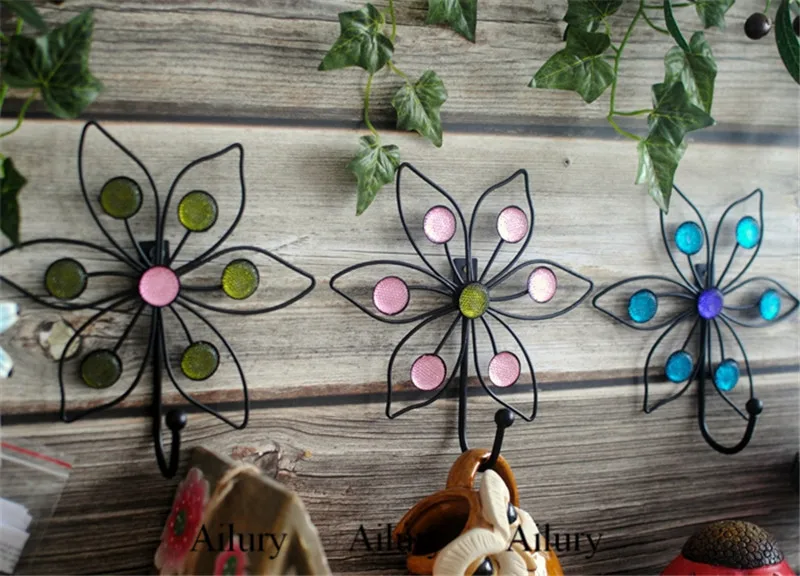 American Pstoral Country Style Petalo Iron Art Home Garden Cortile Gancio Decorazione Murale Ornamenti