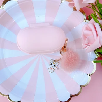 

Cute Girl Fur Ball Silicone Cover for Samsung Galaxy Buds / Buds+ Plus Case Bluetooth Earphone Accessories Skin Slevee Keyring