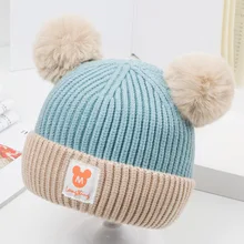 

Beanies Baby Hat Winter Children Hat Knitted Cute Cap For Girls Boys Casual Solid Color Princess Girls Hat Baby Beanies