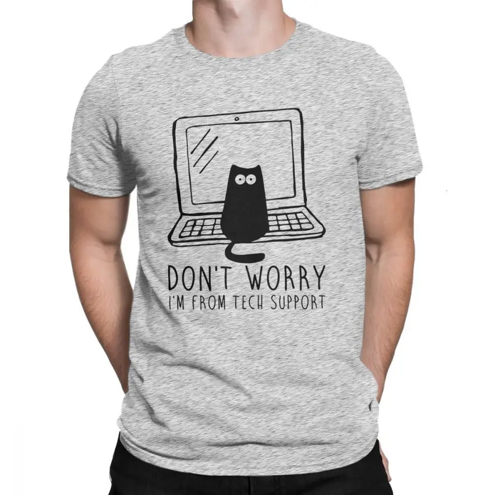 Gray One yona для мужчин I'm из технической поддержки футболки кошки гик Программирование инженерное программное обеспечение инженер хлопок Забавные футболки размера плюс - Цвет: Gray