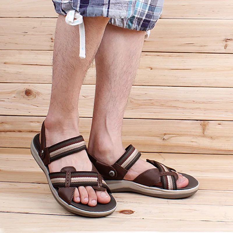 

Summer New Style Sandals MEN'S Sandals Genuine Leather Korean-style Men Leather Sandals Small 36 37 Casual Fashion Sandals