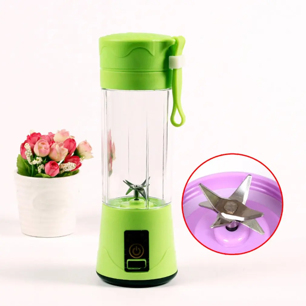 6 blade glass Электрическая чашка для смешивания сока, профессиональная мини-соковыжималка с 4 лезвиями, портативная многофункциональная Usb зарядка, соковыжималка для фруктов - Color: 6 blade glass