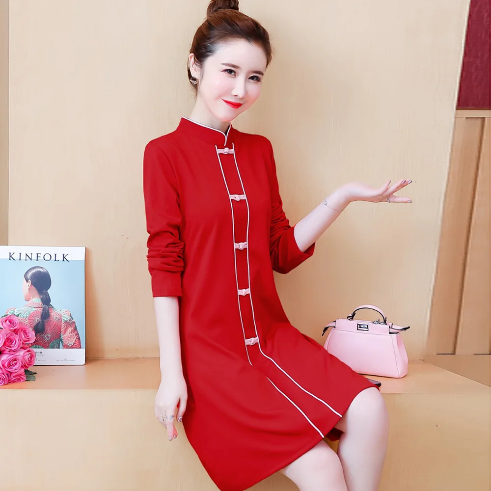 Китайское традиционное платье с длинным рукавом, Qipao, вечернее свадебное платье размера плюс, современный Cheongsam для женщин, молодых, улучшенное Qi Pao