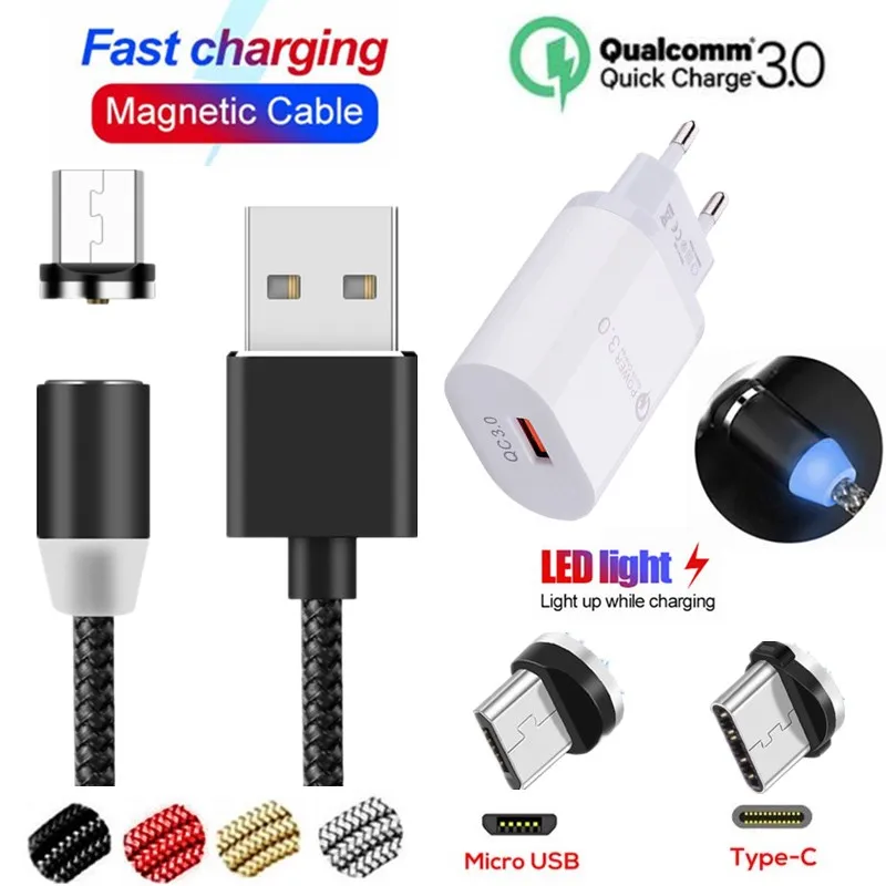 Магнитный usb-кабель QC 3 0 для быстрой зарядки LG G2 G3 G4 G5 K20 Q6 G6 PLUS G7 Fit G8S G8 Thinq Q7 Q8 Q9 Type C
