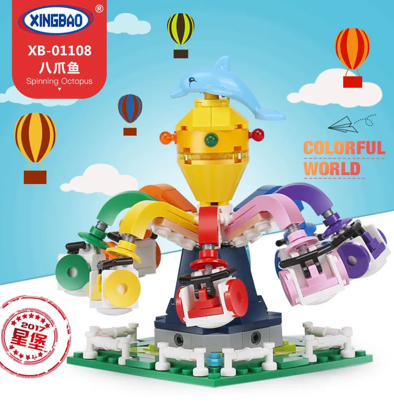 

Children XINGBAO Amusement Park Ferris Wheel Building Blocks Large Particles 01106 Pirate Ship Octopus Educational Assembled Toy