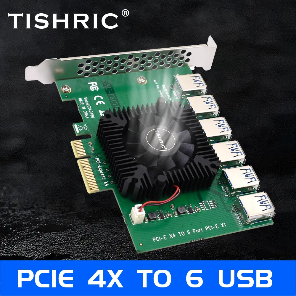 TISHRIC PCI Express Multiplier E 1X 16X Hub PCIE 1 To 4/5/6/7 Ports USB 3.0 Riser GPU Mining For Video Card | Компьютеры и офис