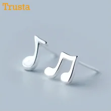 Trusta, 925 пробы, серебряные женские ювелирные изделия, модные маленькие серьги-гвоздики с музыкальными нотами, подарок для девочек, детей, леди, женщин, DS433
