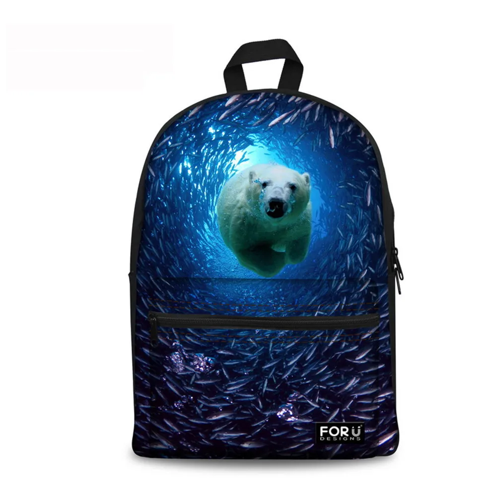 

2018 New Style Canvas School Bag Seabed Animal Backpack Dolphins Backpack