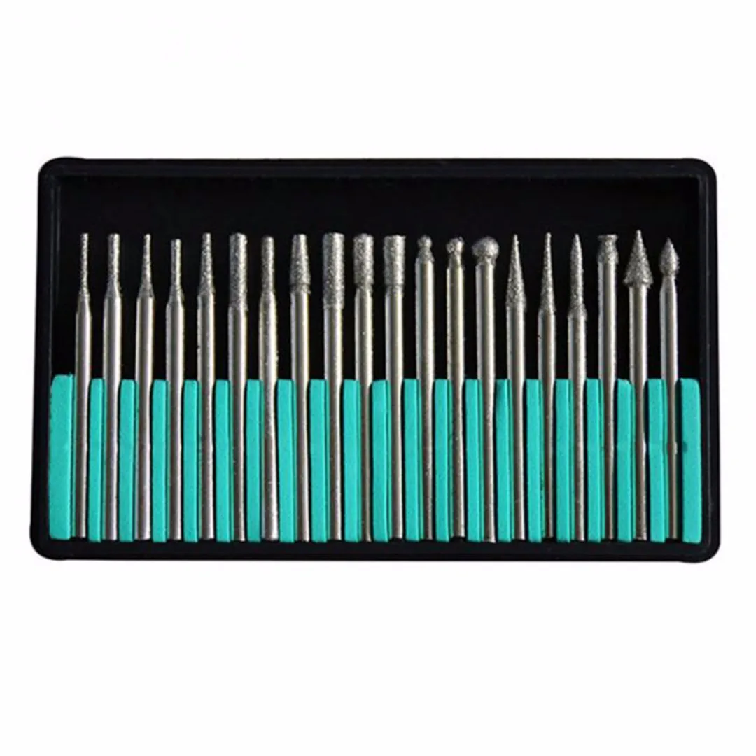 DWZ 20pcs 3mm Grinding Cutting Head Drill Bits Diamond Rotary Carving Polishing Tool