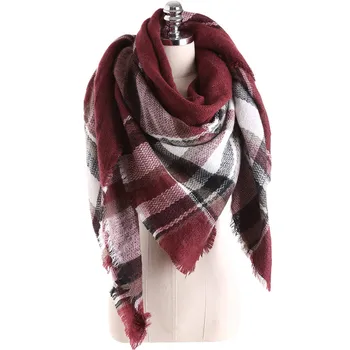 

European and American Scarf Female Winter Dual-purpose Long Shawl British Chequer Colour Cashmere-like Towel