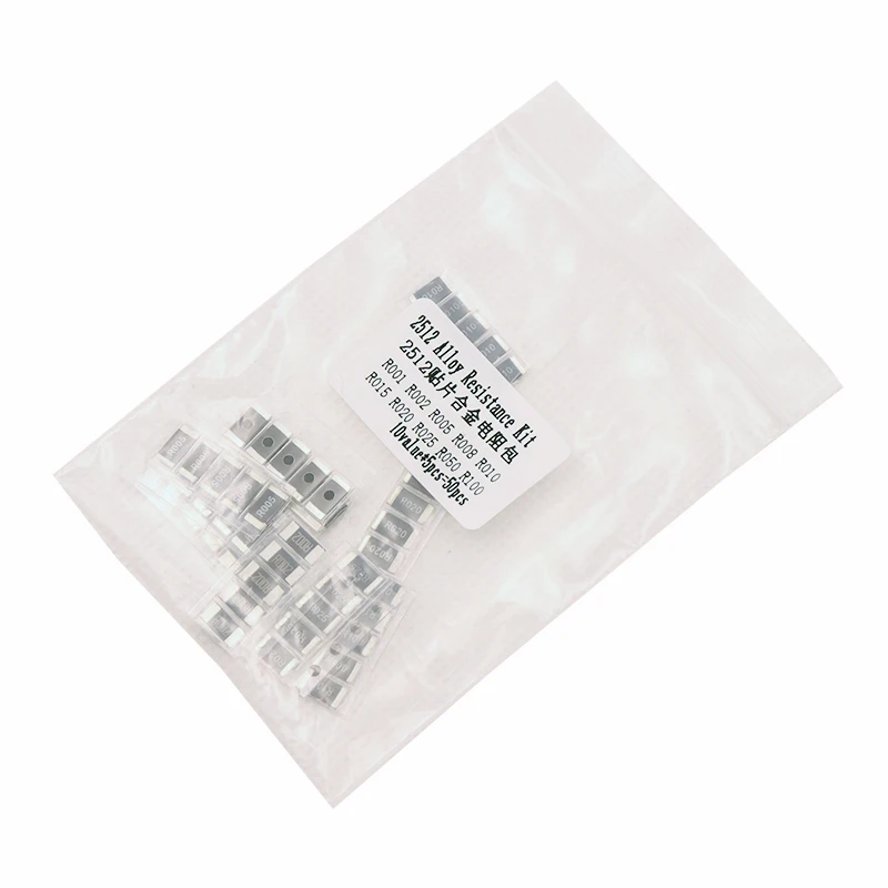 50PCS Alloy resistance 2512 SMD Resistor Samples kit ,10 kindsX5pcs=50pcs R001 R002 R005 R008 R010 R015 R020 R025 R050 R100
