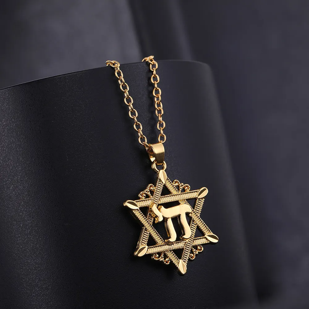 pendant necklaces pendant necklace LIKGREAT Israel Star of David Pendant Necklace for Men Chai Symbol Jewish Charms