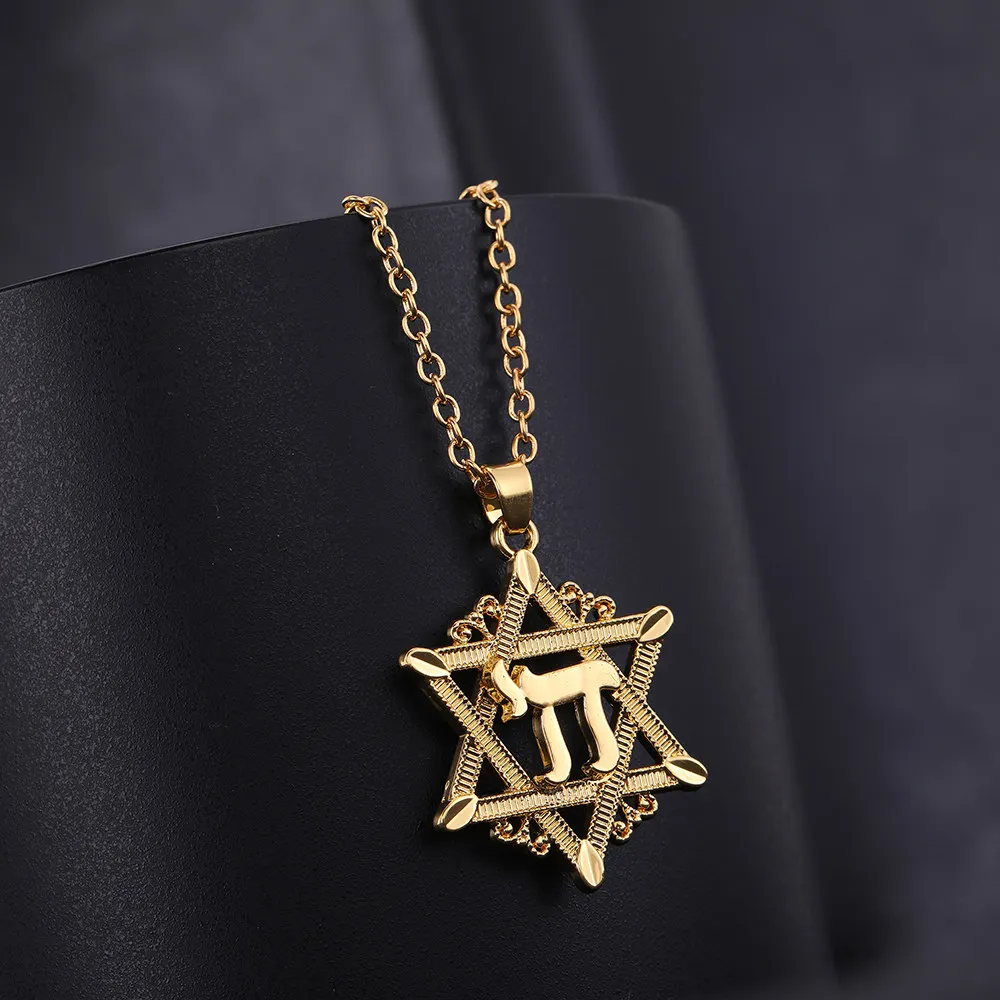 LIKGREAT חי קמע דוד כוכב גברים תליון שרשרת זהב צבע קבלה יהודית קסמי סמלים  דתי טבעי תכשיטים – מגזין Buy24
