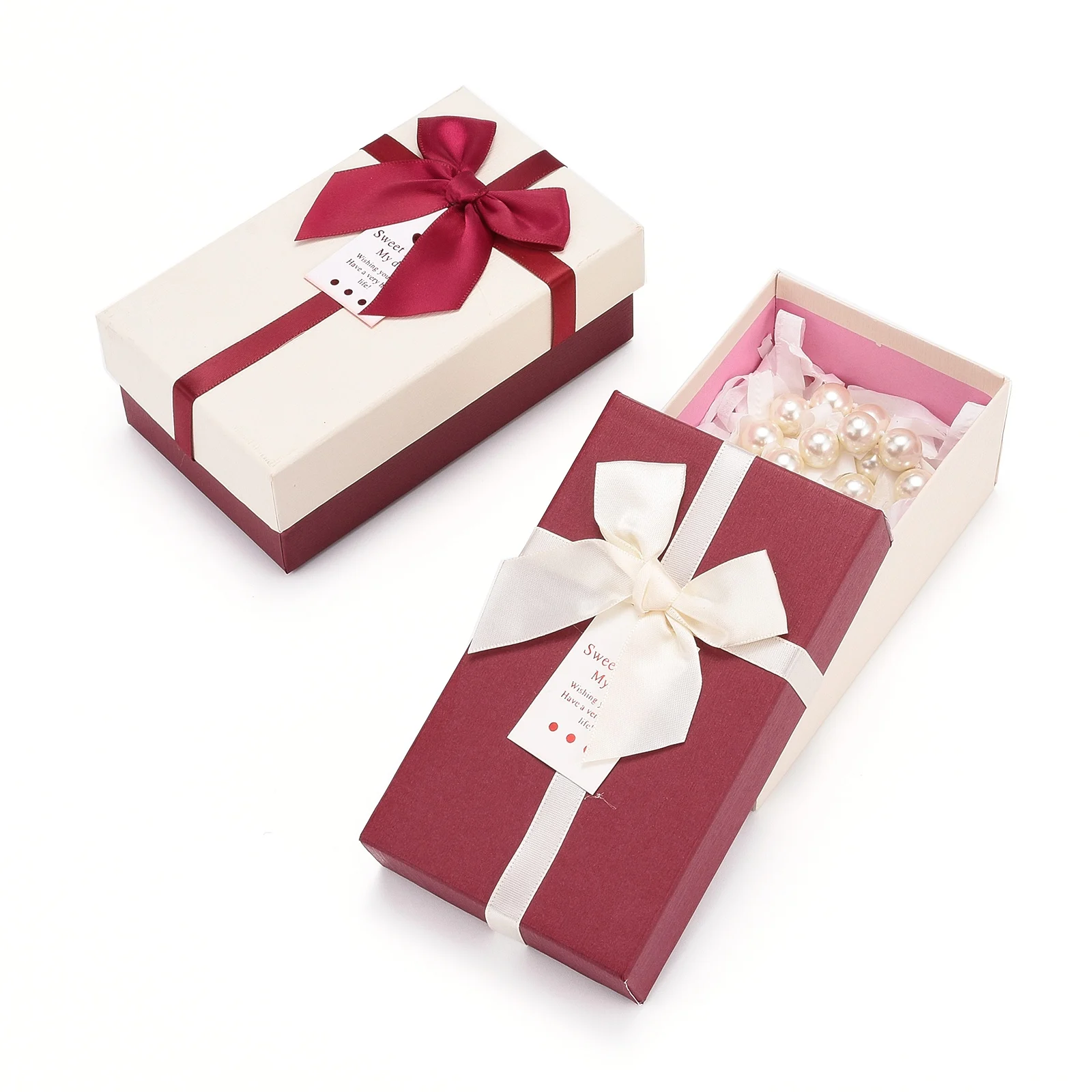 

6Pcs Cardboard Jewelry Boxes Rectangle Bowknot Gift Packaging Box Jewelry Display Holder Organizer for Earring Necklace Bracelet