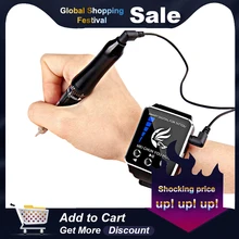 Беспроводная портативная машинка для татуажа с часами, Интеллектуальная цифровая Ротационная Машина для перманентного макияжа, набор для ударов бровей, подводка для глаз, губ