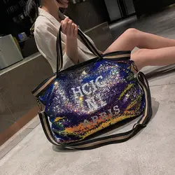 Новая женская сумка 2019 новая трендовая модная сумка с блестками сумки с надписями дикая индивидуальность сумка на плечо большая сумочка