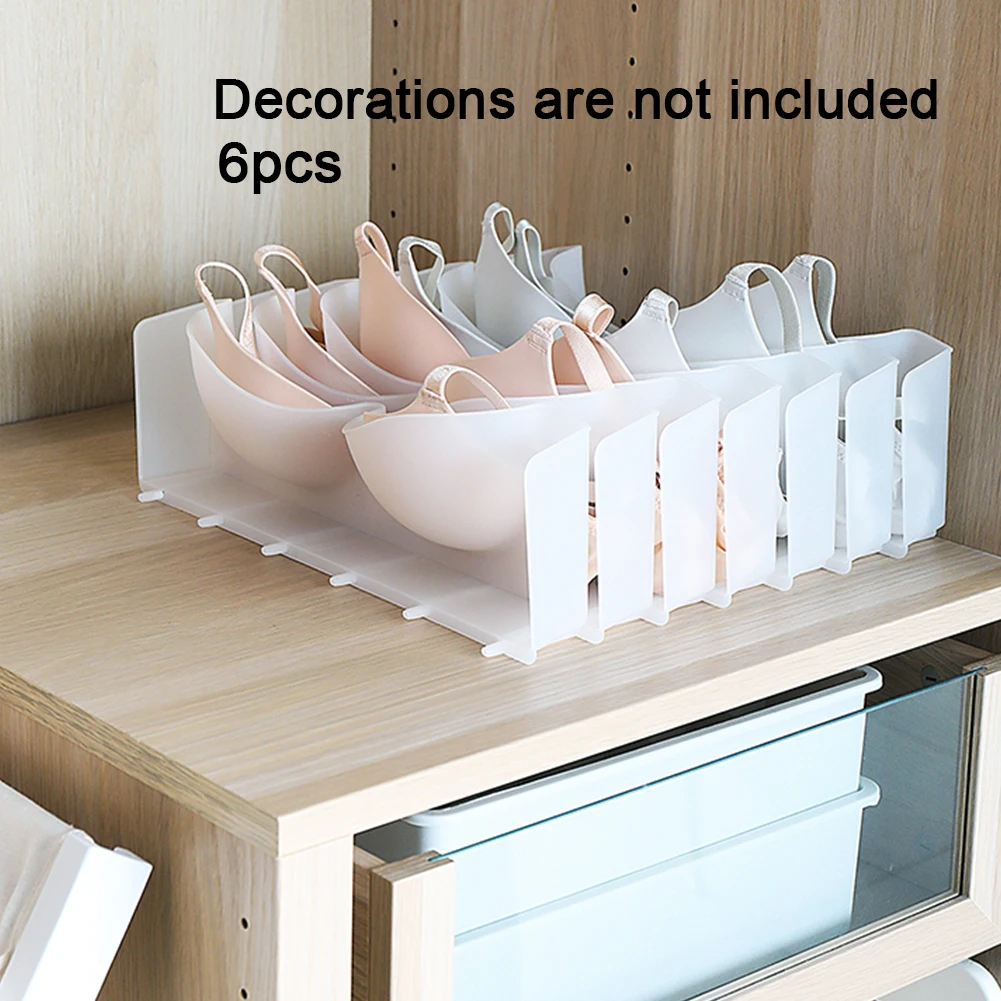 6pcs Plastic Drawer Case Bedroom Space Saving Wardrobe Finishing Underwear Organizer Solid Storage Box Bra Shaped Compartment