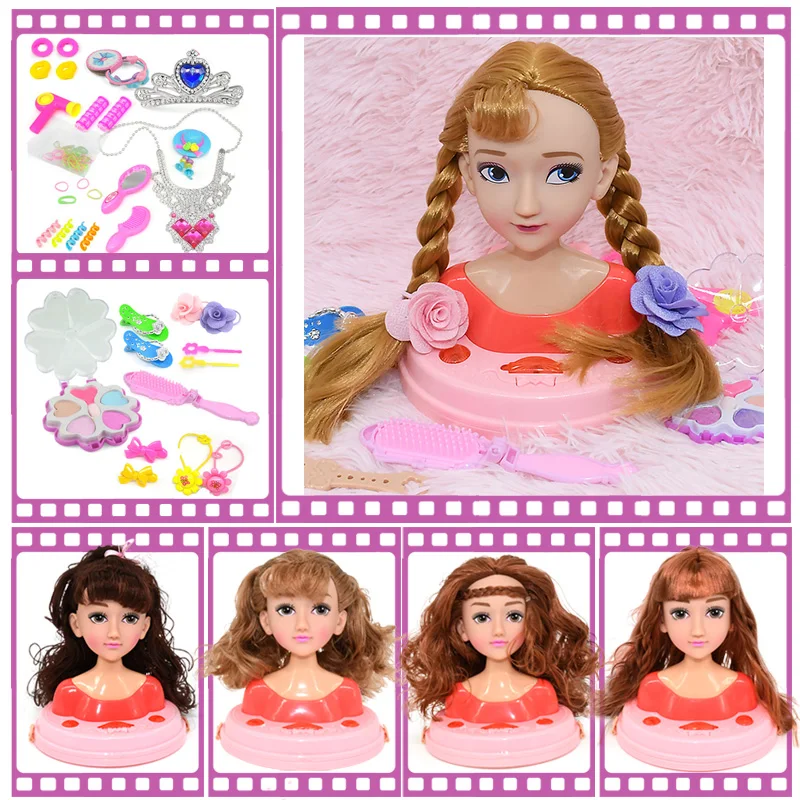 Doll Makeup Set Doll Head For Hair Styling With Hair Dryer Styling Makeup  Doll For Girls Doll Collection Comb Rubber Band - AliExpress