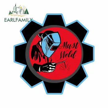 

EARLFAMILY 13cm x 12.7cm For Must Weld Welder Car Stickers Cartoon Decal Personality Graphics Waterproof Sunscreen Decoration