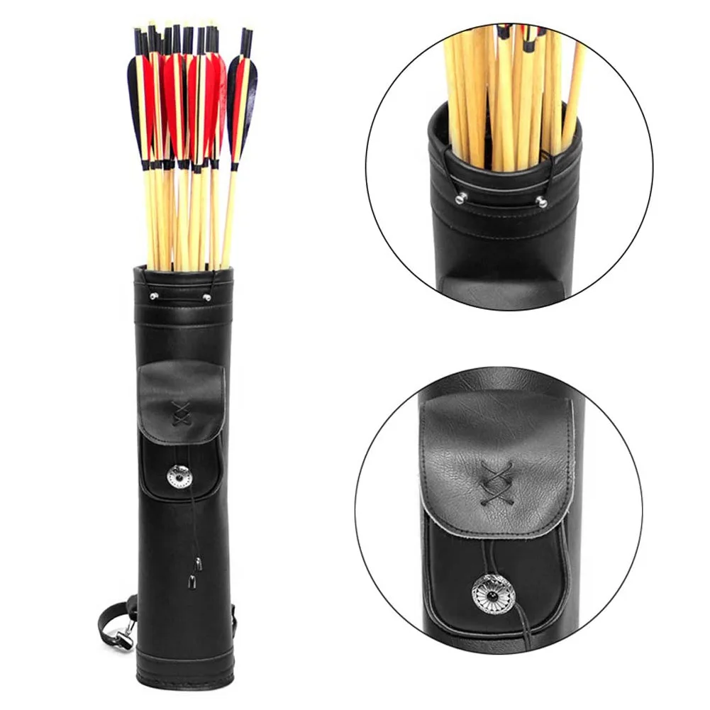 Tiro com Arco Ombro para trás Quiver com Grande Bolso de Armazenamento Seta Quiver Ajustável Molle Setas Titular Tradicional 5 Seta quiver ajustável molle setas titular tradicional