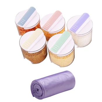 

6Pcs Tools: 5Pcs Seasoning Cans Kitchen Spice Rack Condiment Bottles & 1Roll 50X46Cm Garbage Bags Disposable Trash Bags