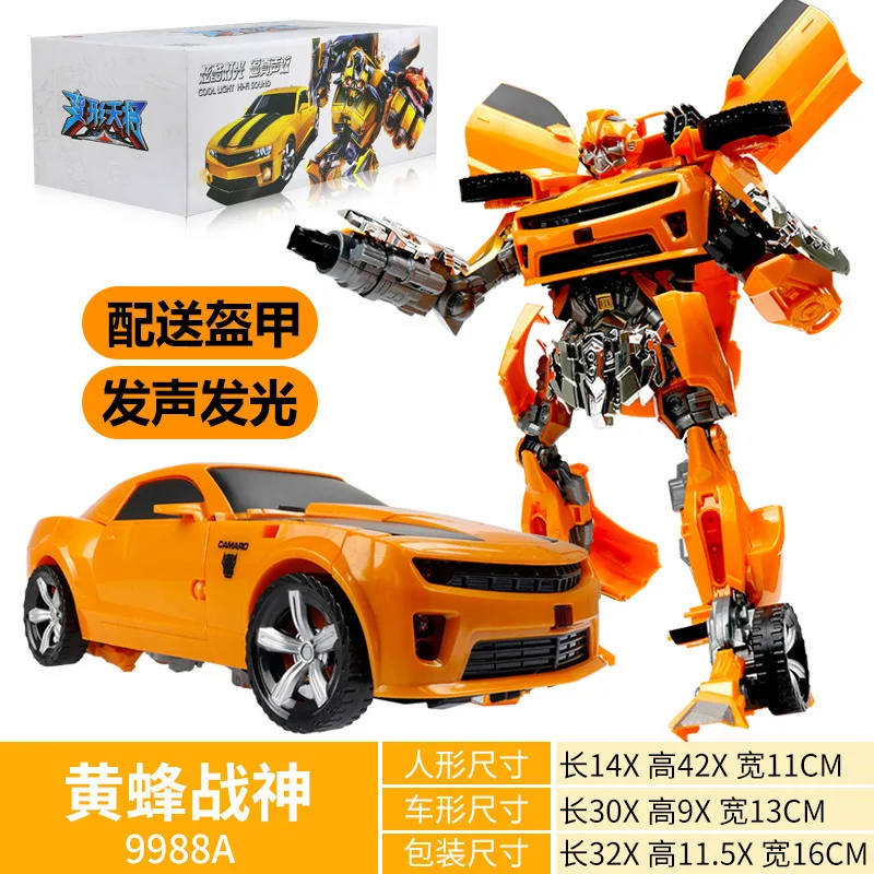 

Children Model Transformation Toy Jingang 5 Large Size Police Car Bumblebee Sound And Light Car Robot Boy