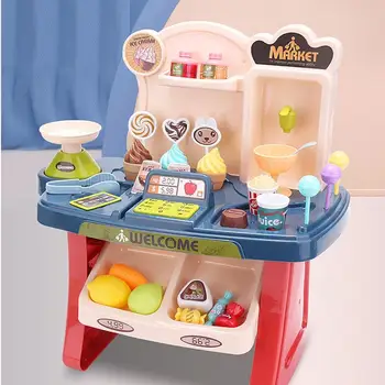 

Mini Multifunctional Supermarket Table Neutral Plastic With Light And Sound Children Play House Simulation Boy And Girl Toy