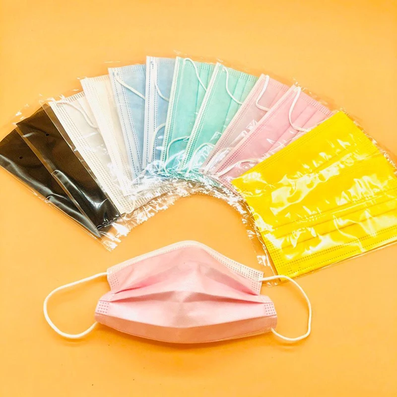 50 шт одноразовые Индивидуальная упаковка рот маска против загрязнения красочные