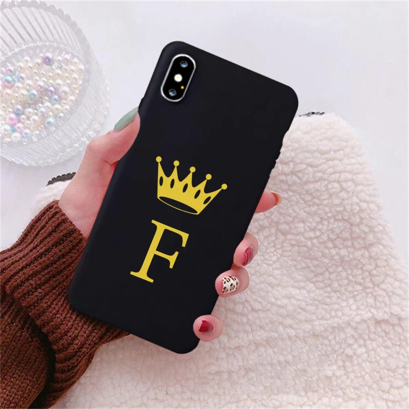 GYKZ Fashion Gold Crown Letter Couple Case For Huawei Mate 20 Pro P20 P30 Lite Black Silicone Soft Phone Cover For Samsung S8 S9