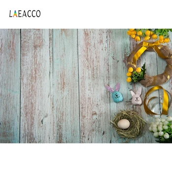 

Laeacco Easter Backgrounds For Photography Eggs Nest Flowers Garland Rabbit Toy Grunge Portrait Photo Backdrops Photophone Props