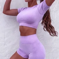 Vamos Todos 2021 Summer Solid 2 Piece Set Outfit Yoga Leggings Fitness Women Sports Pants Basic Outfit Sexy Girls Tracksuits