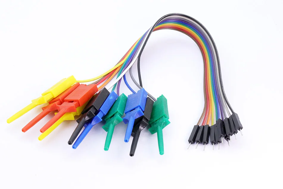 50 комплектов 25 см 10PIN крюк клип комплект шлангов, высокая эффективность, 5 цветов, логический анализатор кабельный захват зонд тест