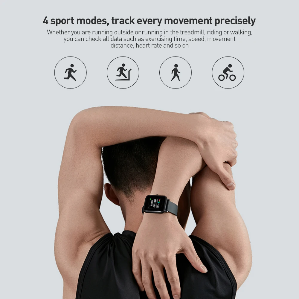 Смарт-часы AMAZFIT Bip Lite, несколько видов спорта, глобальная версия, режим ожидания на 45 дней, монитор сердечного ритма, фитнес-трекер