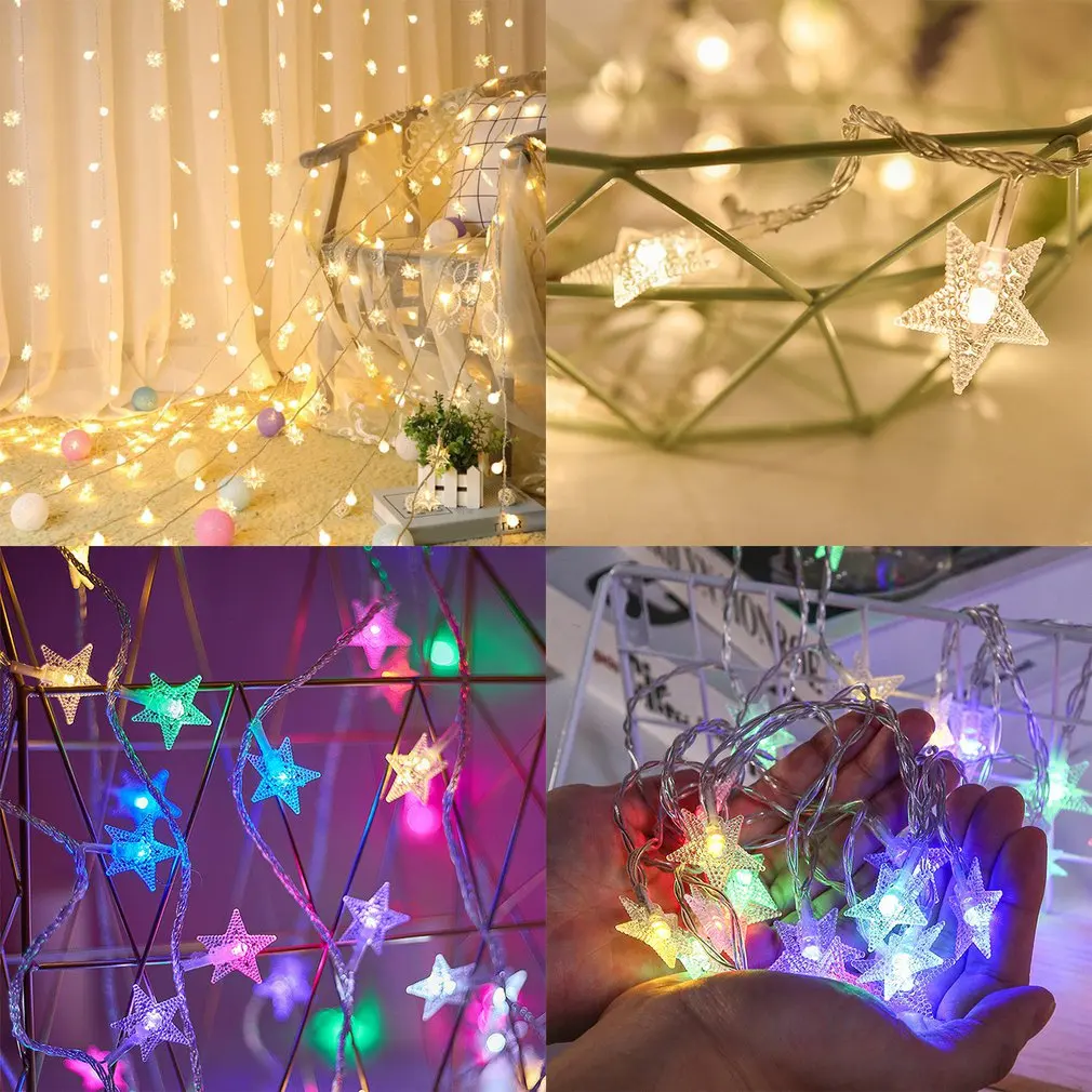LED String Fairy Lights Garland Patio Crack Star lamp String Christmas Birthday hoilday Bedroom Lighting Party Outdoor Decor patio hanging chair cover outdoor egg chair cover