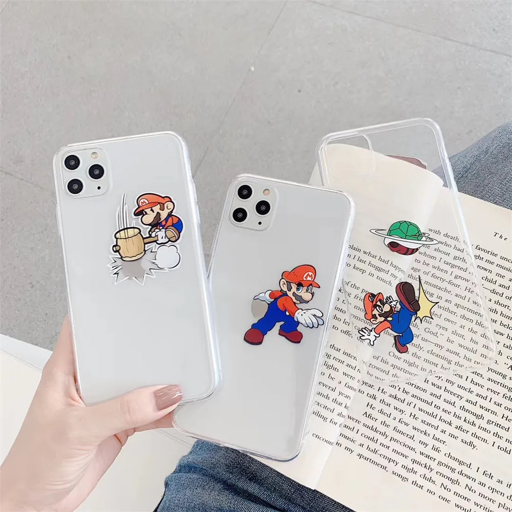 Cartoon Funny Classic game Super Marios Phone Case For iPhone 11 11Pro MAX X XS XR 7 8 Plus Cute Clear soft TPU Back Cover Coque |