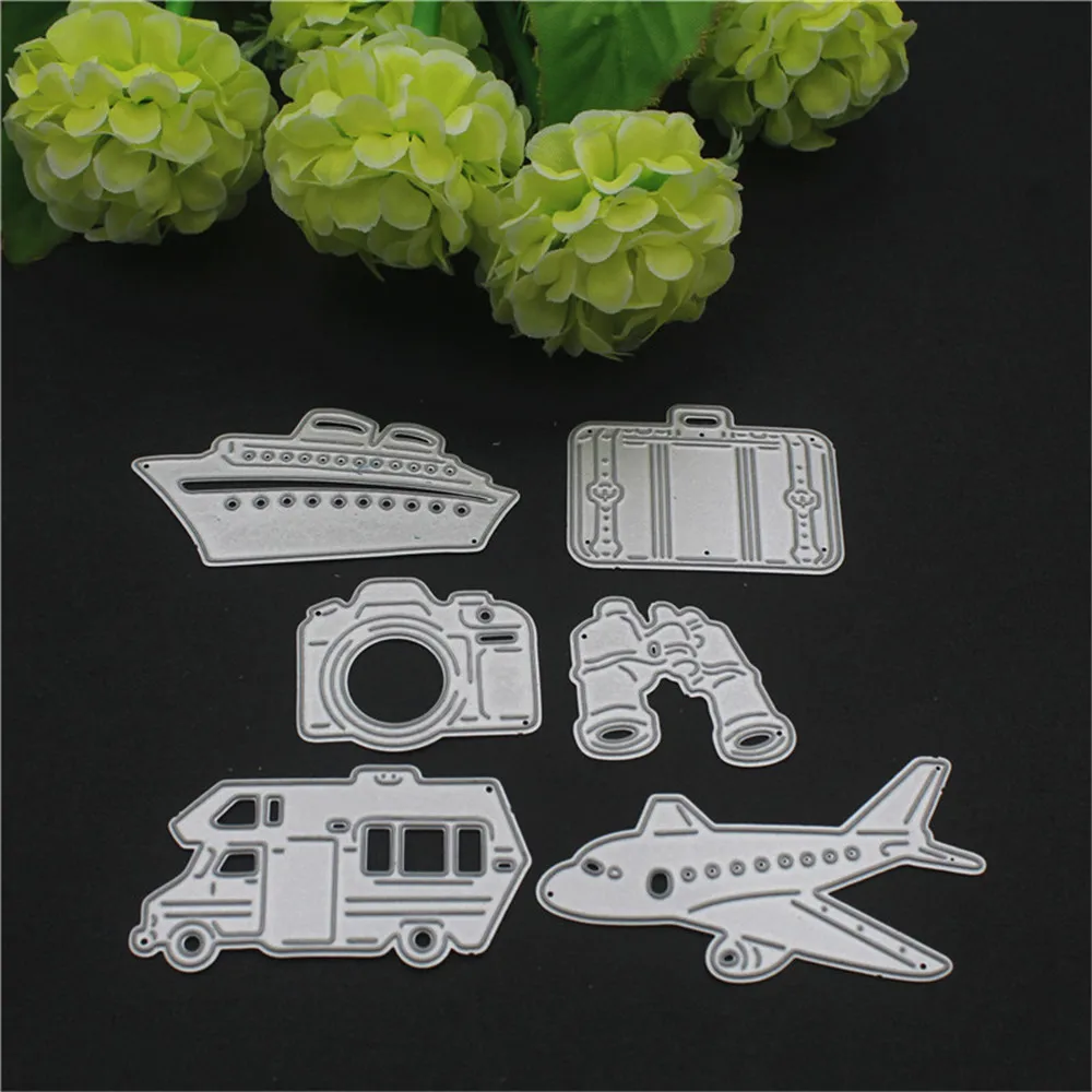 

6PCS/SET Travel Metal Cutting Dies Stencils Scrapbooking Decorative Embossing Folder Carbon Steel Paper Card DIY Die Cuts