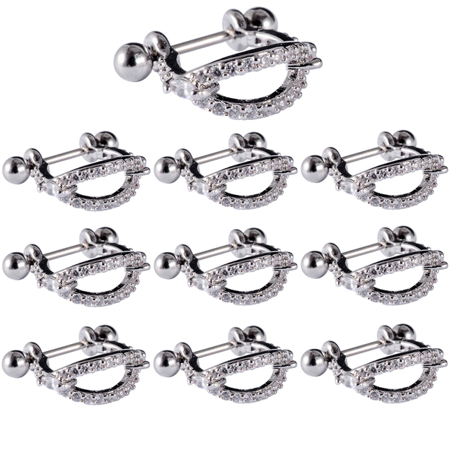 Surgical Steel Barbell CZ Gem Hoop Ear Tragus Cartilage Helix Earrings Ear Studs Ear Cuff Rook Woman Lobe Piercing Jewelry