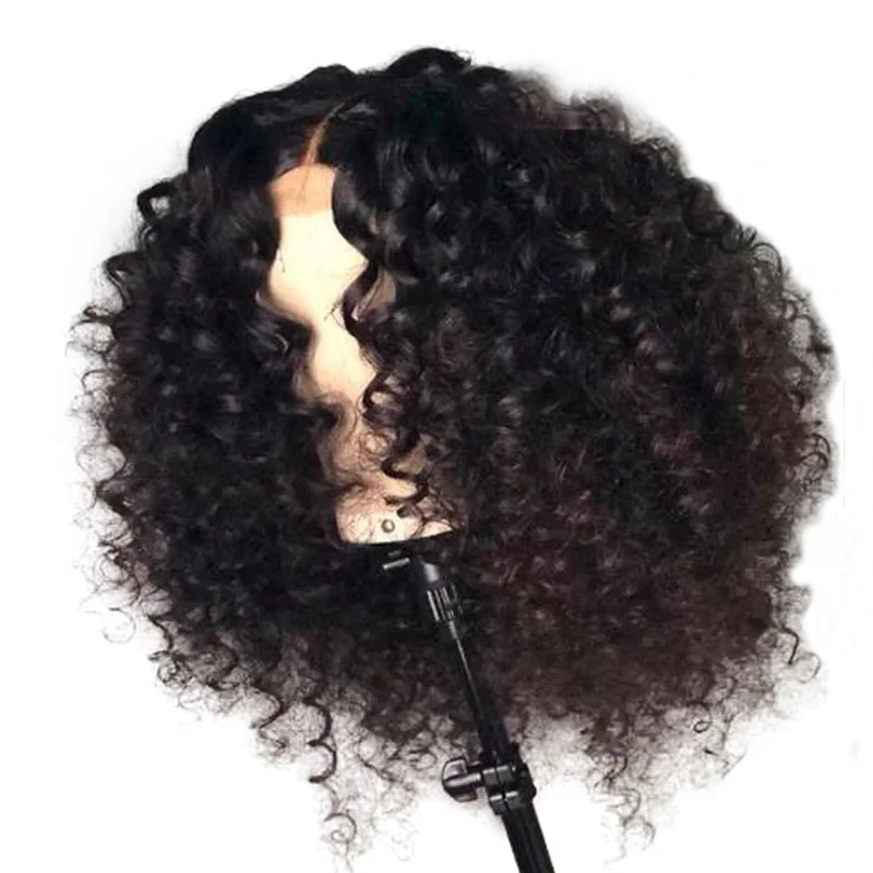 LUFFYHAIR предварительно вырезанные бразильские Волосы remy вьющиеся Синтетические волосы на кружеве парик 13x6 глубокое разделение 130% Плотность парики из натуральных волос для Для женщин