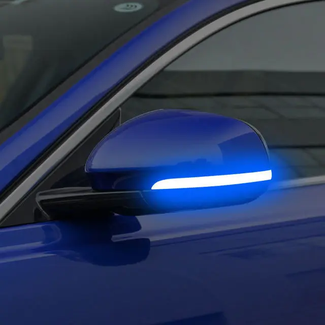 Rqxr Led Rear View Mirror Cover Lamp Side Turn Signal Daytime Running