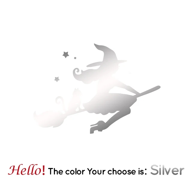 Creative Witch Car Decal Waterproof Self-Adhesive Removable Car Sticker Scratch Cover Decal Auto Decoration Silver