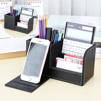 

PU Creative Office School Supplies Desk Accessories Multifunctional Desk Tidy Stationary Organizer Pen Holder Organizer