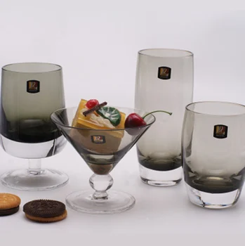 

Set of 2-301/400ml gray color home morning water glass party whiskey wine glass cup GLA-152