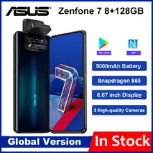 Versão global asus zenfone 7 8gb ram 128g rom 5g smartphone snapdragon 865 5000mah nfc android q 90hz exibir telefone móvel