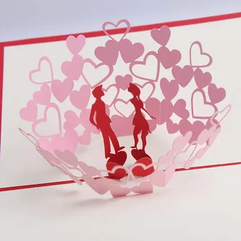 

3D Laser Cut Handmade Heart Lovers Paper Invitation Greeting Cards PostCard Party Wedding Valentine's Day Anniversary Girl Gift