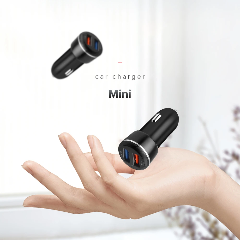 QC3.0 Dual USB Автомобильное зарядное устройство для Iphone 8 11 Max Pro Xiaomi Mi huawei Quick Charge 3,0 Автомобильное usb-устройство для зарядки телефона